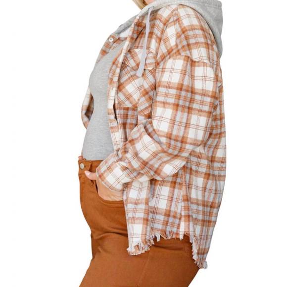 NEW VERY J best of the best hooded shacket in brown - Picture 6 of 8